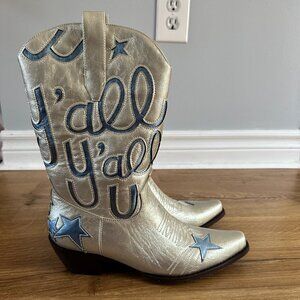 Metallic Y'all cowboy boots BRAND NEW 8.5